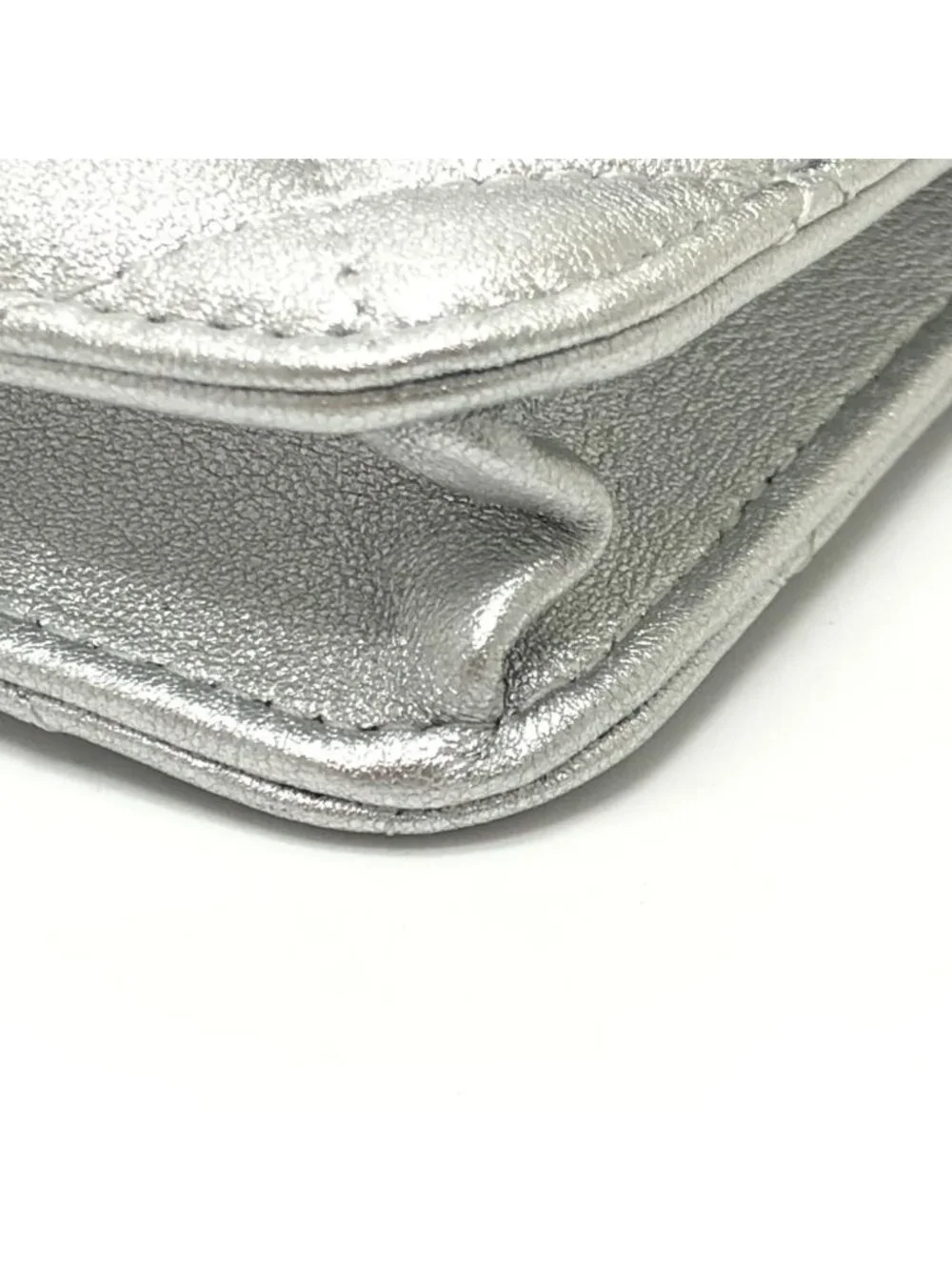 Chanel Shoulder Bag Star Rhinestone Leather Silver